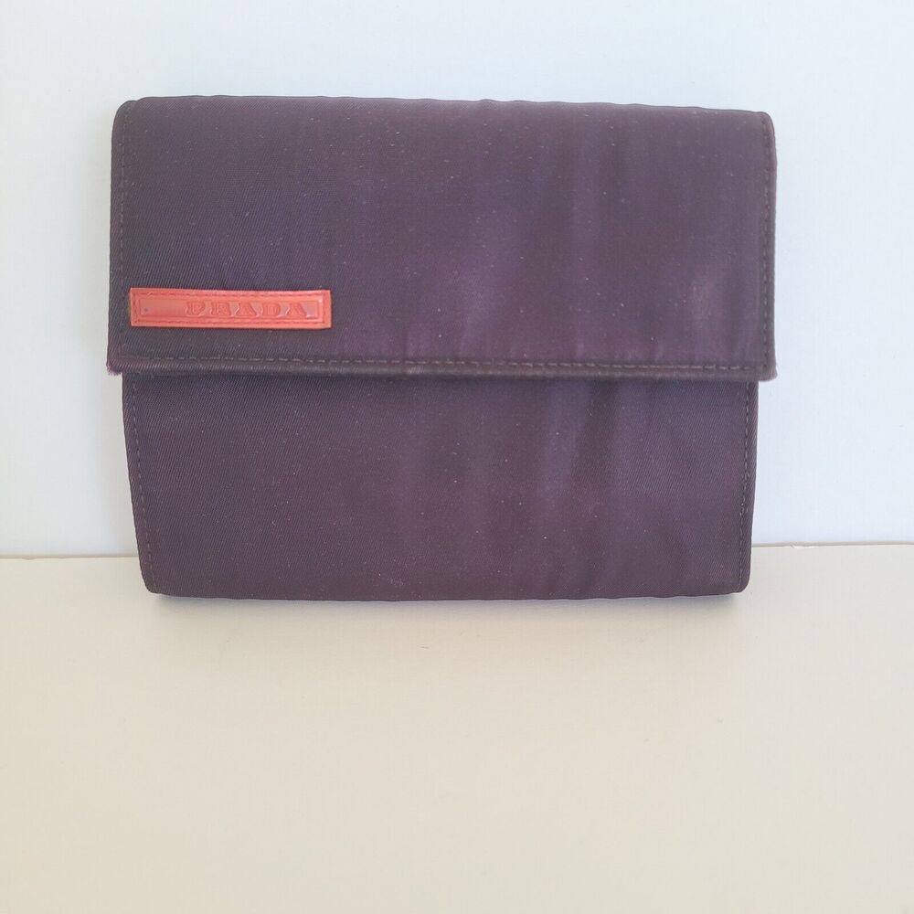 PRADA Vintage Tessuto Chic Purple Nylon Logo Wallet Medium Trifold Card Bill